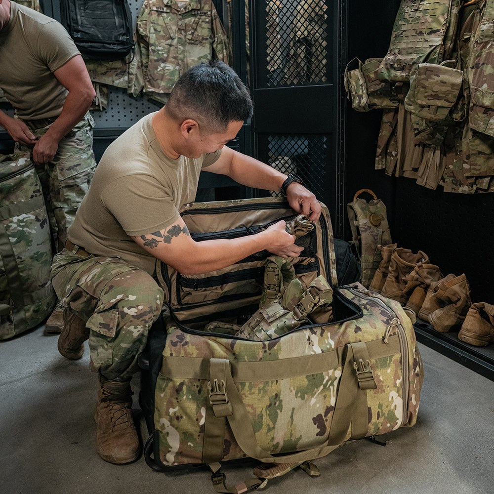 Olympus Deployment Bag organized for military deployment packing